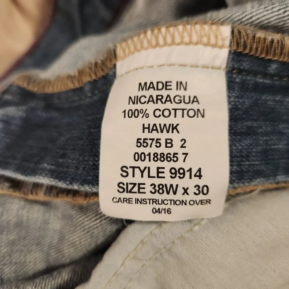 Red Camel Jeans Hawk‎ 9914 Retro Vtg Straight Light Wash Blue Denim Mens 38x30
